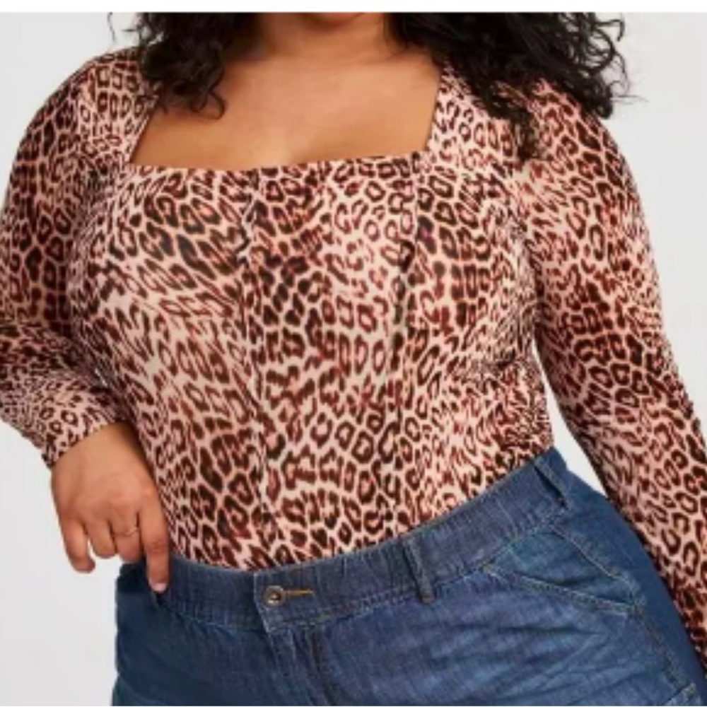 NWT Torrid Leopard Print Square Neck Mesh Top